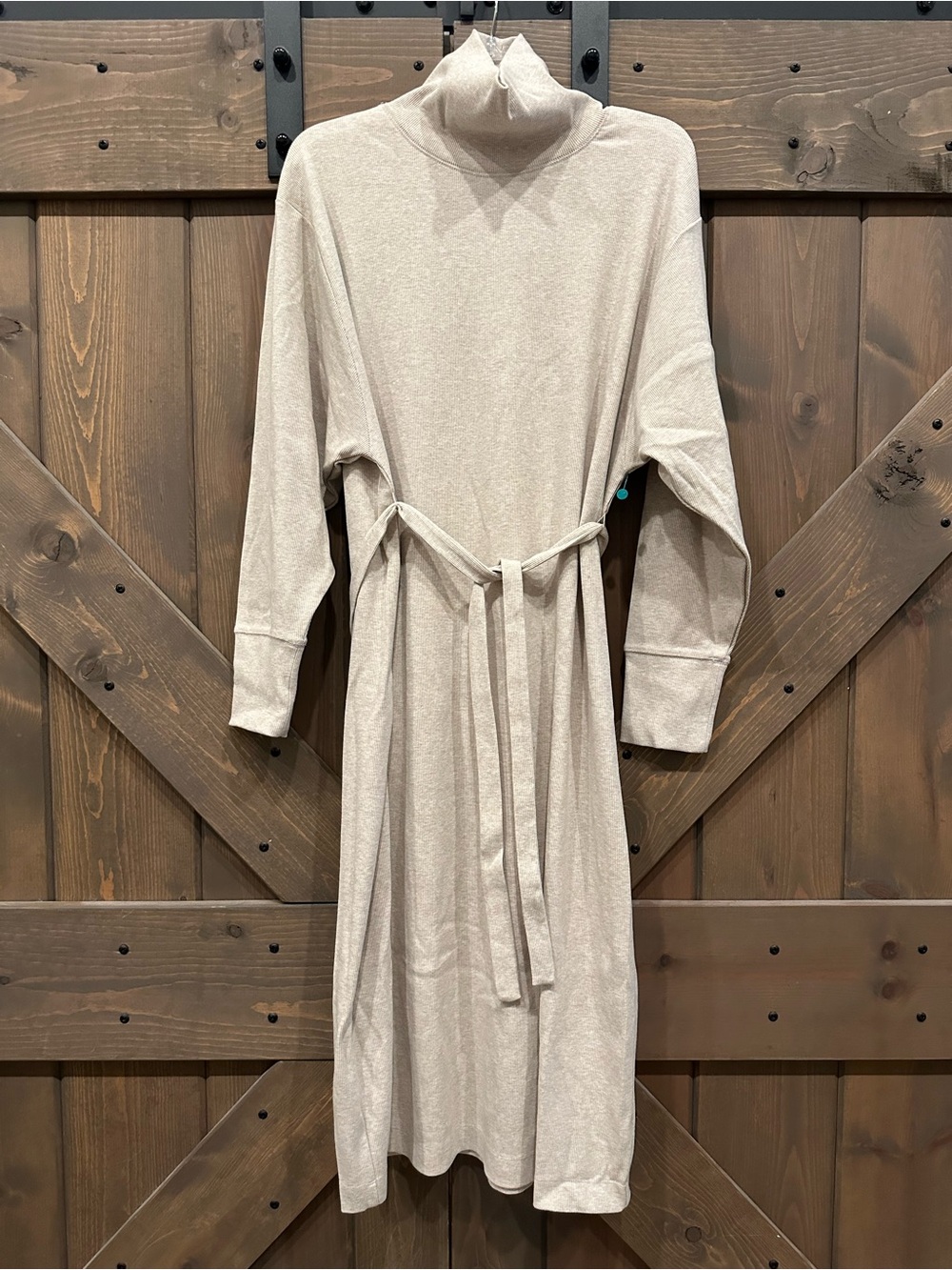 Prologue Cream Turtleneck Belted Knit Dress